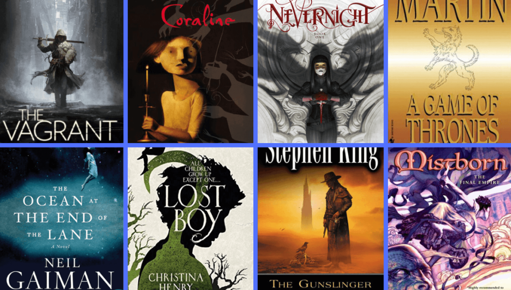 Dark Fantasy Books Collage - An array of book covers from the best dark fantasy novels, depicting supernatural worlds, mysterious characters, and gripping stories.